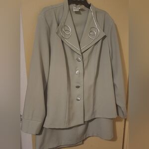 2pc Light Green Skirt Suit Plus Size